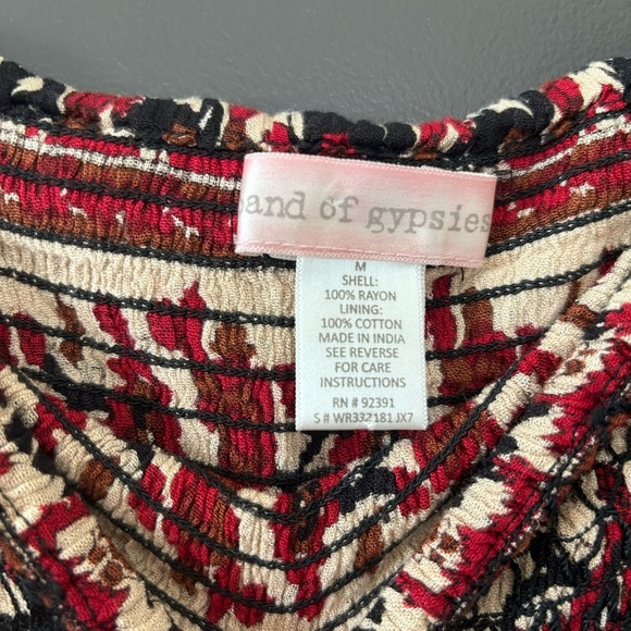 Anthropologie Band of Gypsies Smocked Strapless Bohemian Red Paisley Dress Med - Picture 4 of 5